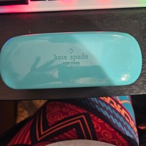 Kate Spade‎ Eyeglasses Case Teal Blue Hard Clamshell Wink Wink